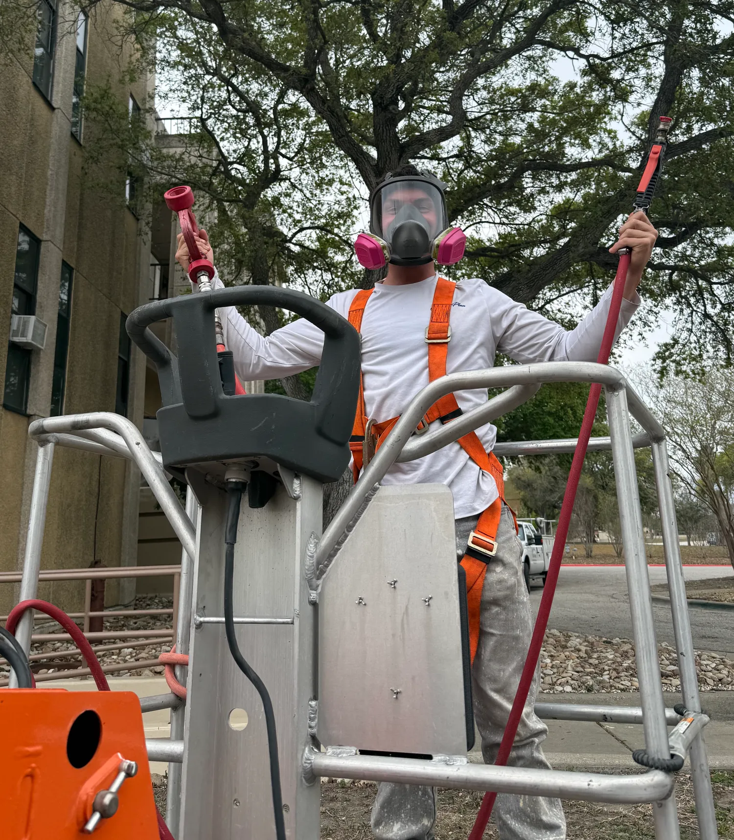 Suited up for chemical cleaning