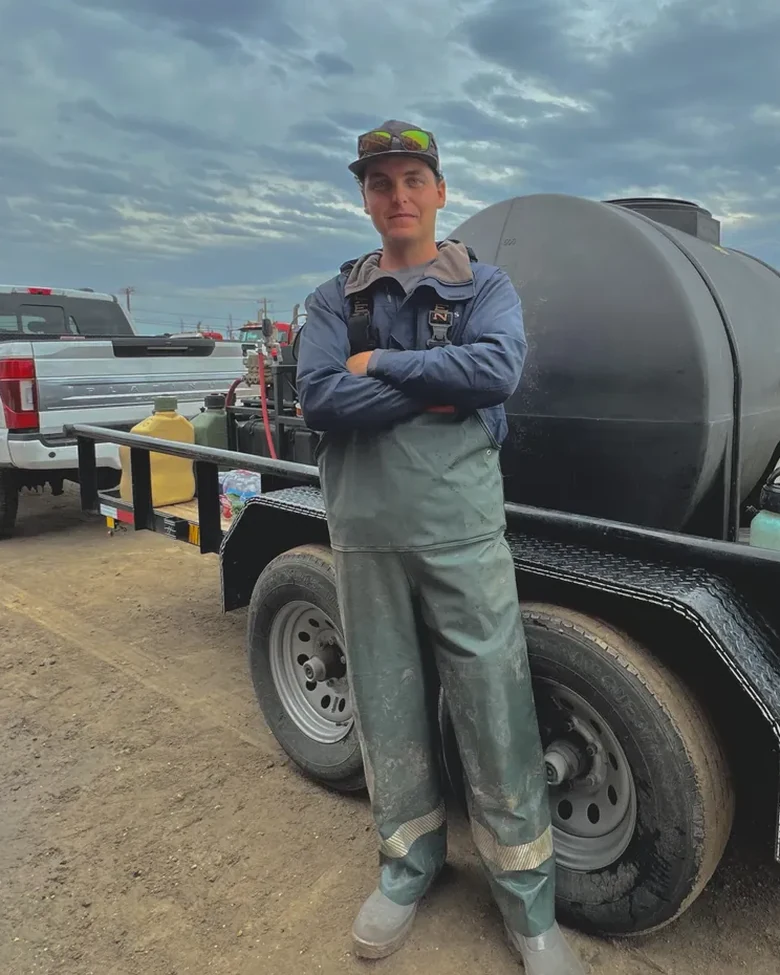 Eric Kuhn, owner of Xtreme Kleen, on site with the wash rig at a commercial job