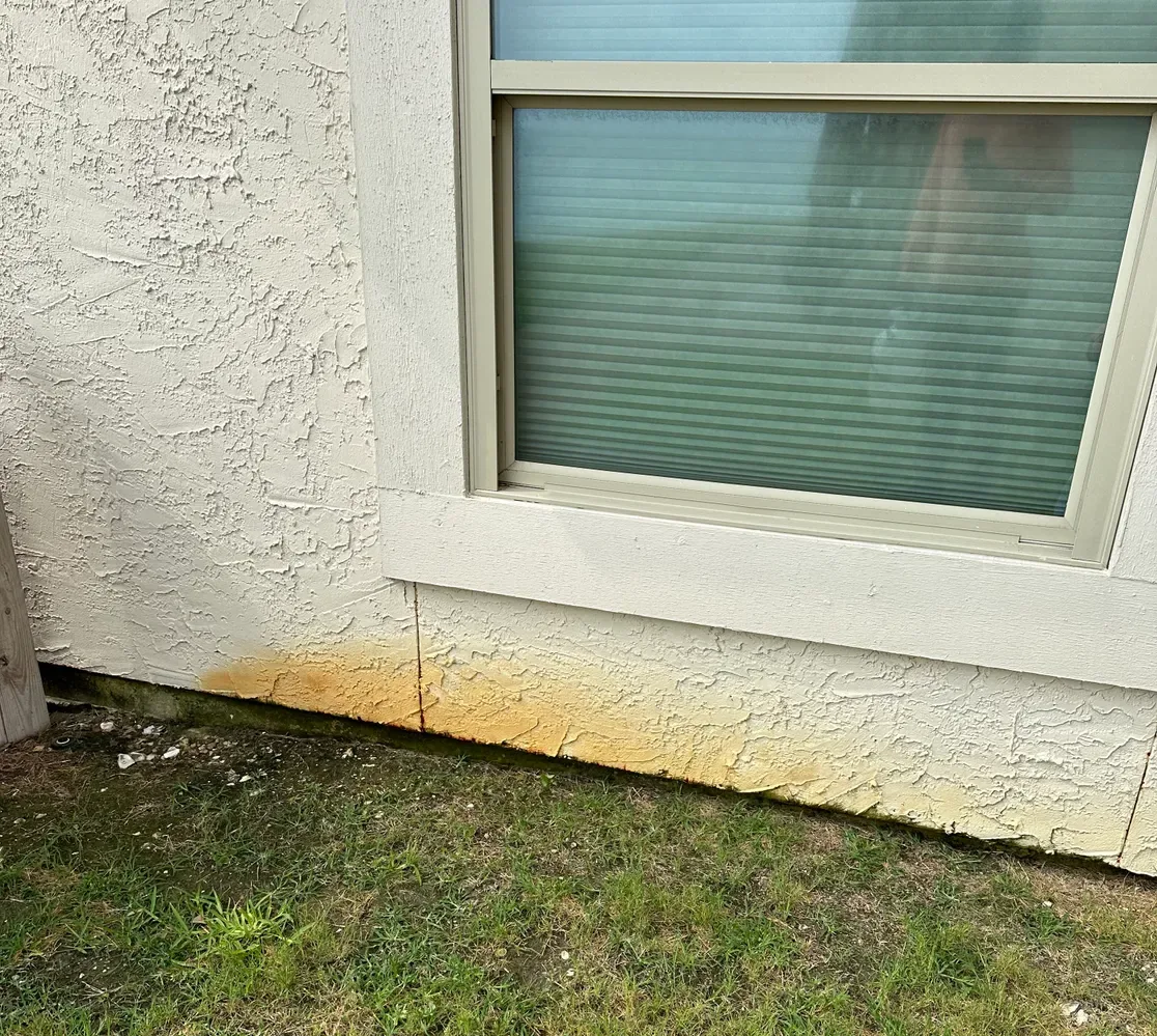 Stucco Wall — Stain Removal — Before